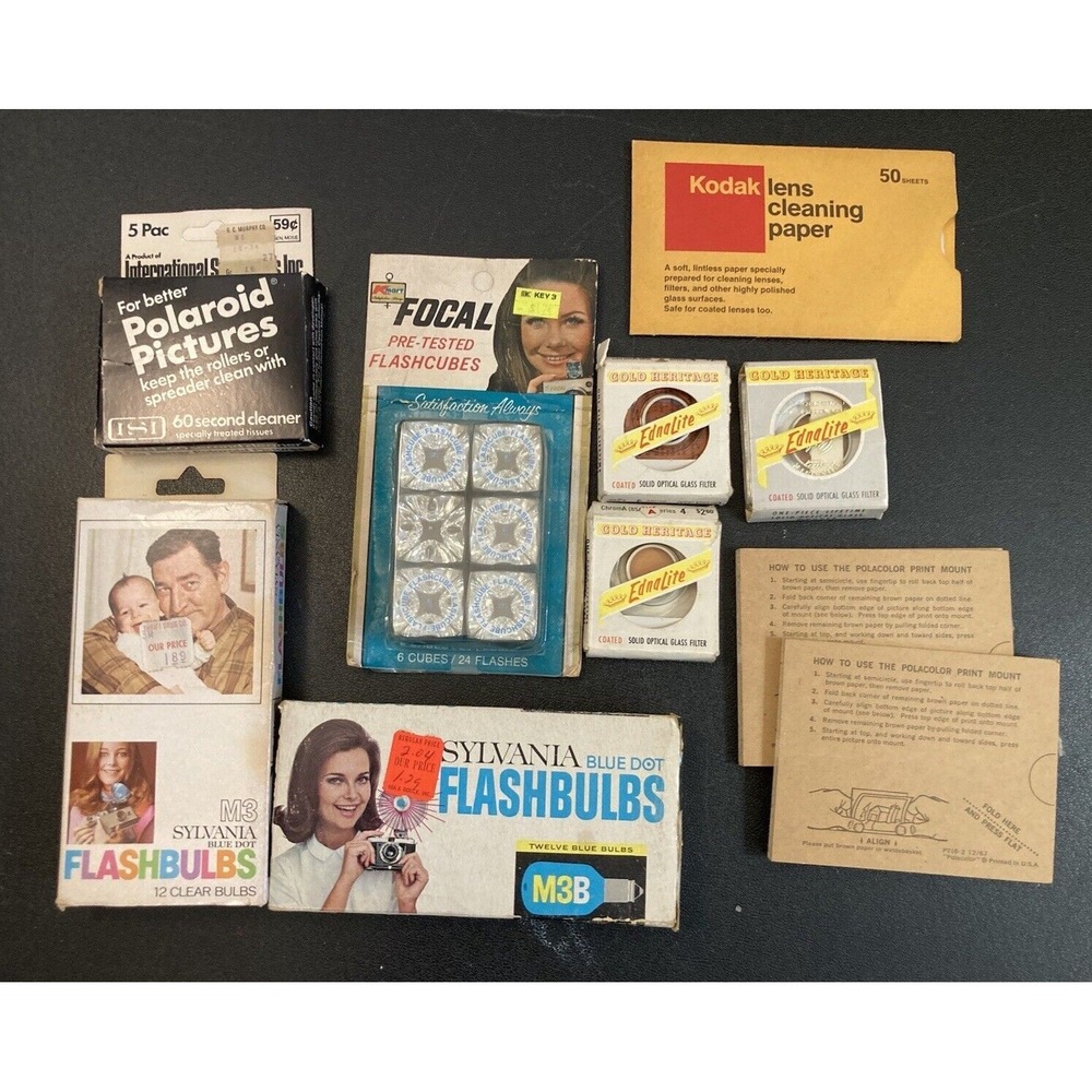 Polaroid Kodak Bulbs Cleaner Optical Filter Print Mount Some Incomplete Vtg Lot